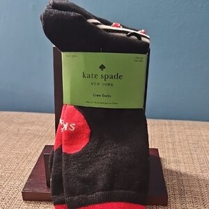 NWT! Kate Spade Luxury Valentine's Black and Red Casual Socks